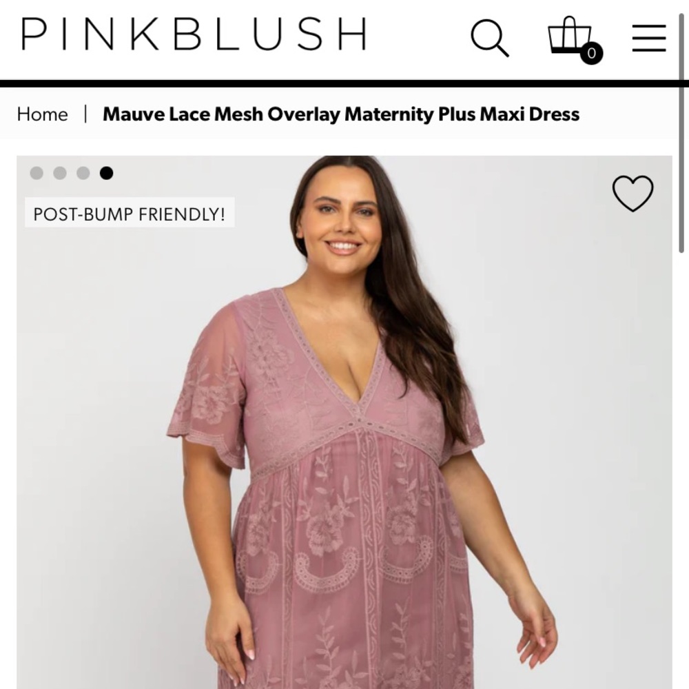 PinkBlush Mauve Lace Mesh Overlay Maternity Plus Maxi Dress - 3X (24W)